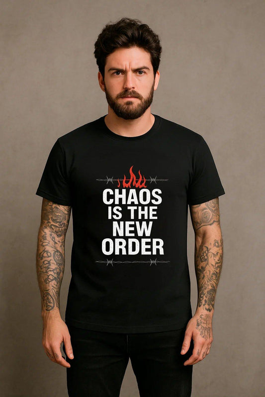 T-Shirt de Algodão Chaos is The New Order | Preto